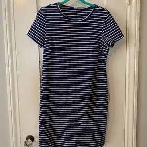 Old Navy Navy Blue & White Striped shirt dress (size L)